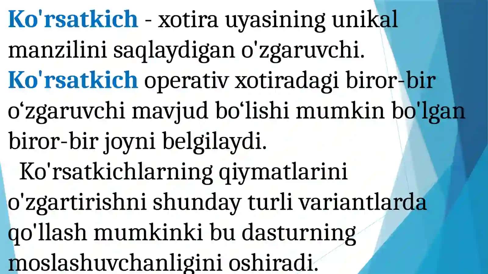 Ko'rsatkichlar va Xavotlar 2