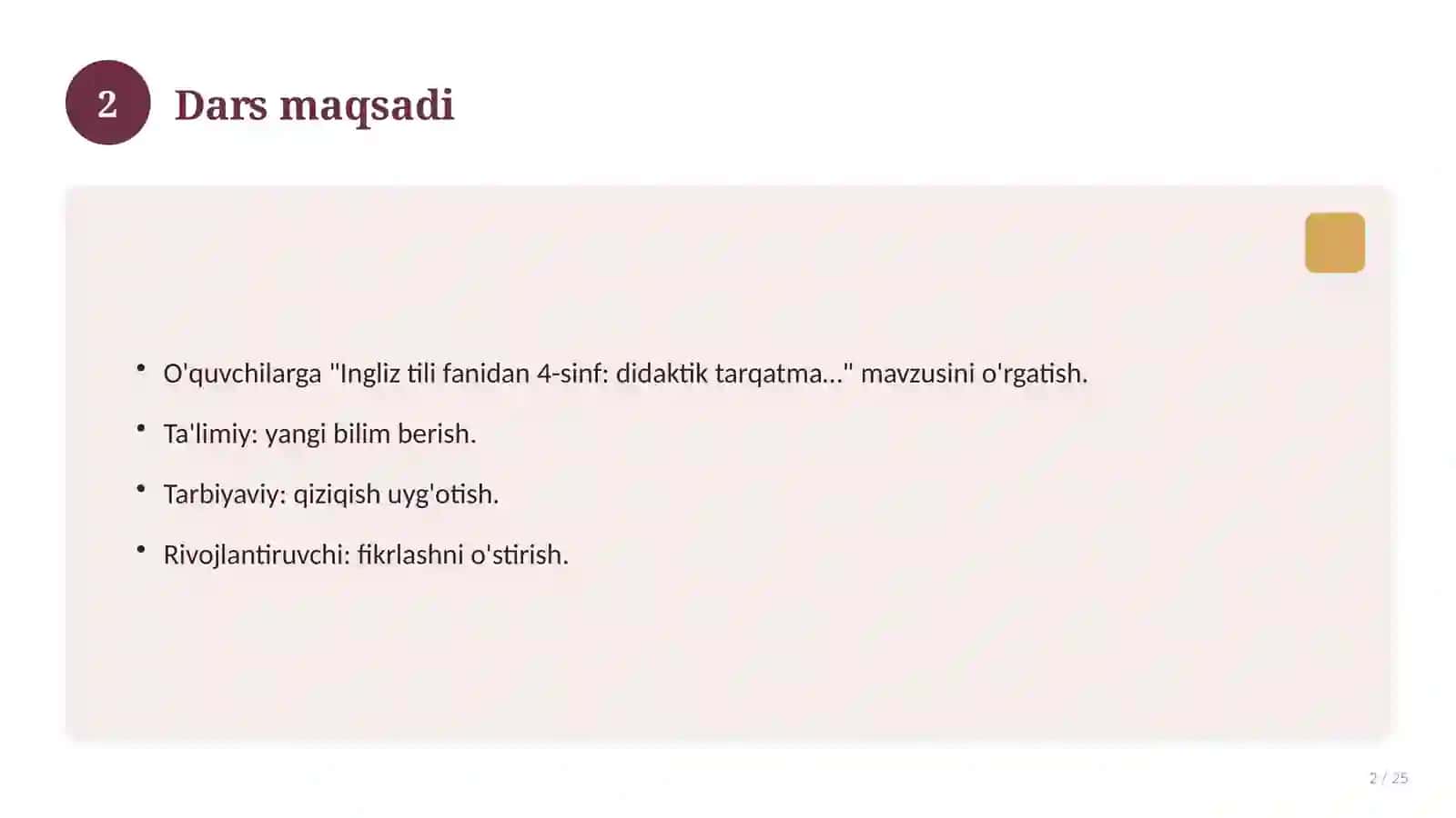 Ingliz tili fanidan 4-sinf: didaktik tarqatma materiallar 2