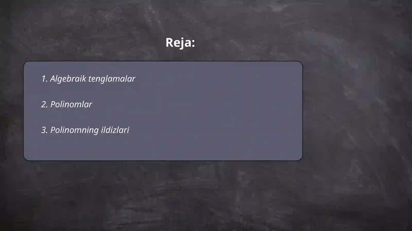 Algebraning asosiy teoremasi 2