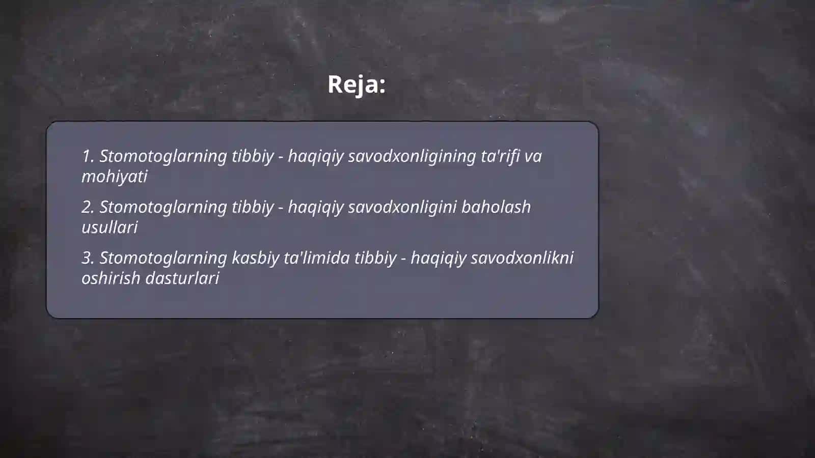 Stomotoglarning tibbiy - haqiqiy savodxonligi 2