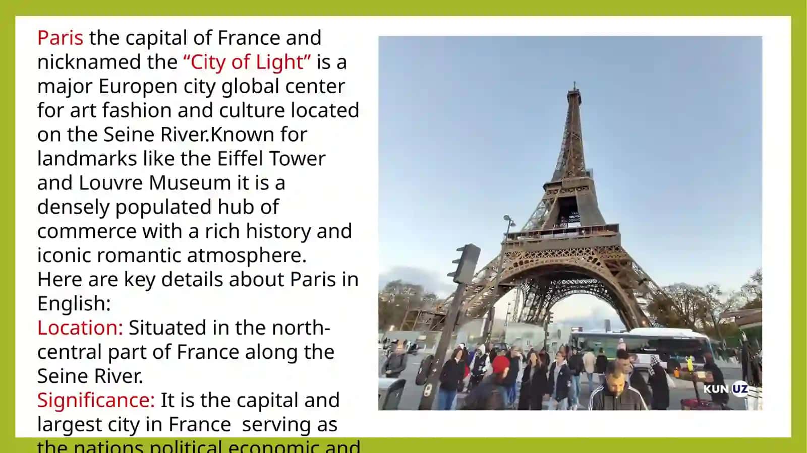 Presentation about Paris 2