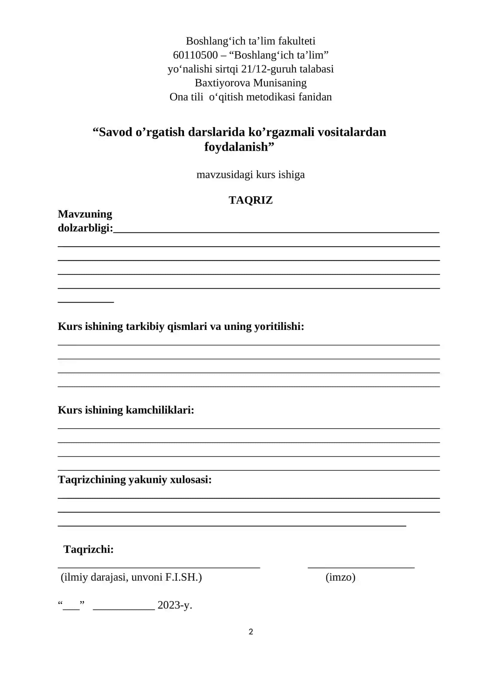 Savod o’rgatish darslarida ko’rgazmali vositalardan foydalanish 2