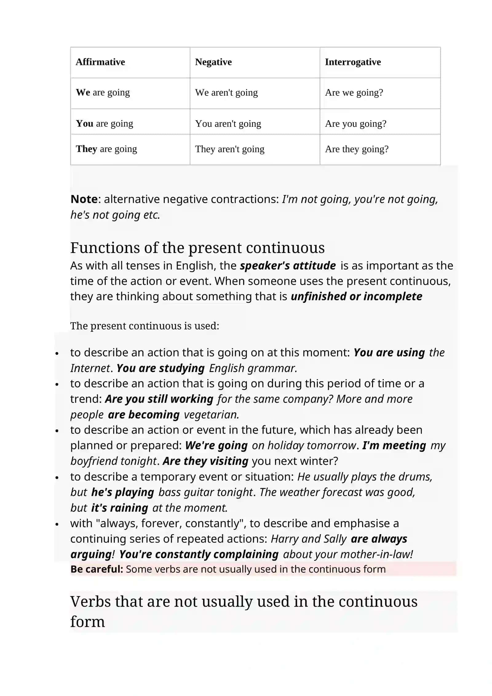 Present Continuous Tense 2