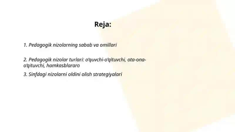 Pedagagik nizolar va ularni yonini olish 2