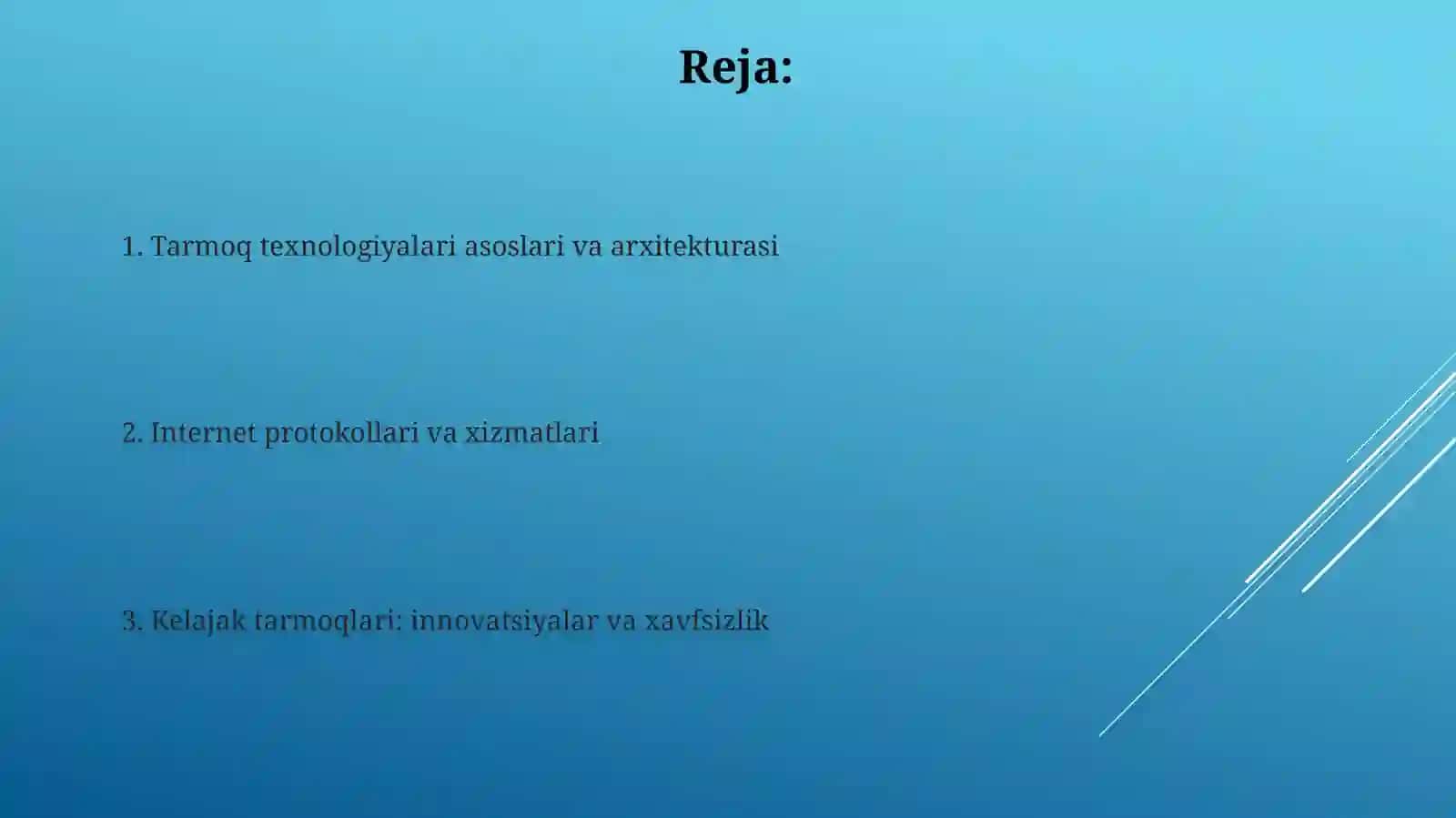 Tarmoqli texnologiyalar va  internet  xizmatlari 2