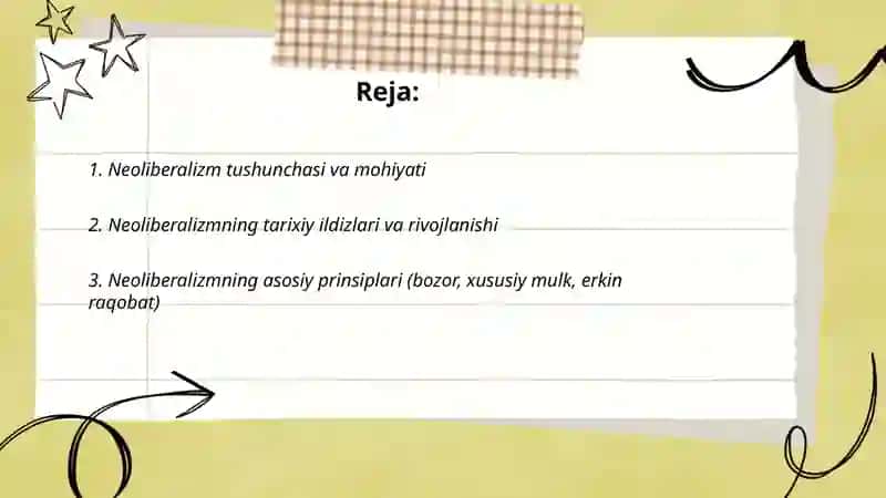 Neoliberalizm g'oyalarining mohiyati va ahamiyati 2