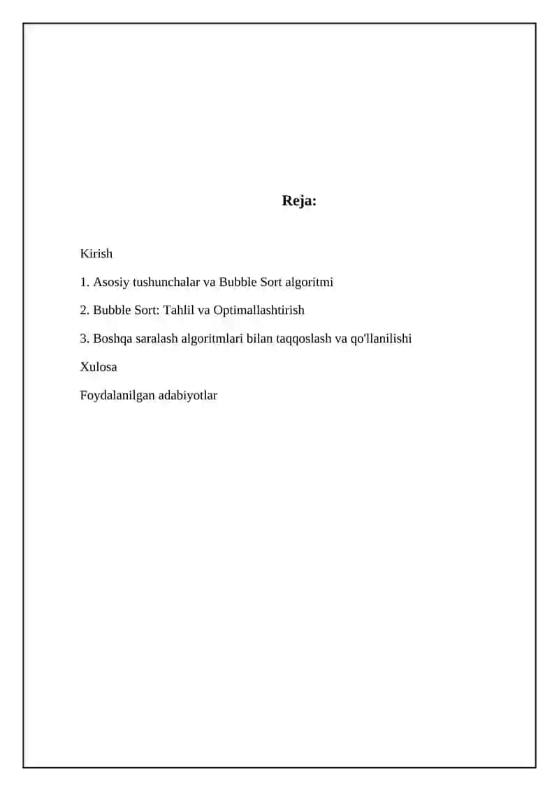 Oddiy saralash algoritmlari (Bubble Sort asoslari) 2