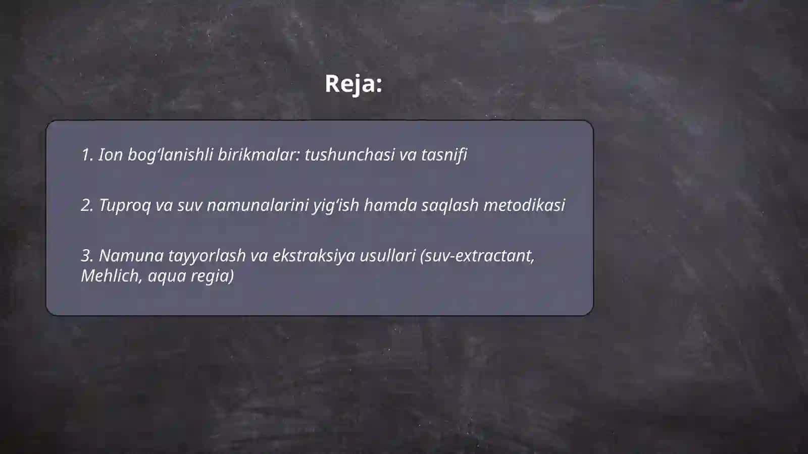 Turpoq va Suvdagi Ion Bog'lanishli Birikmalar 2
