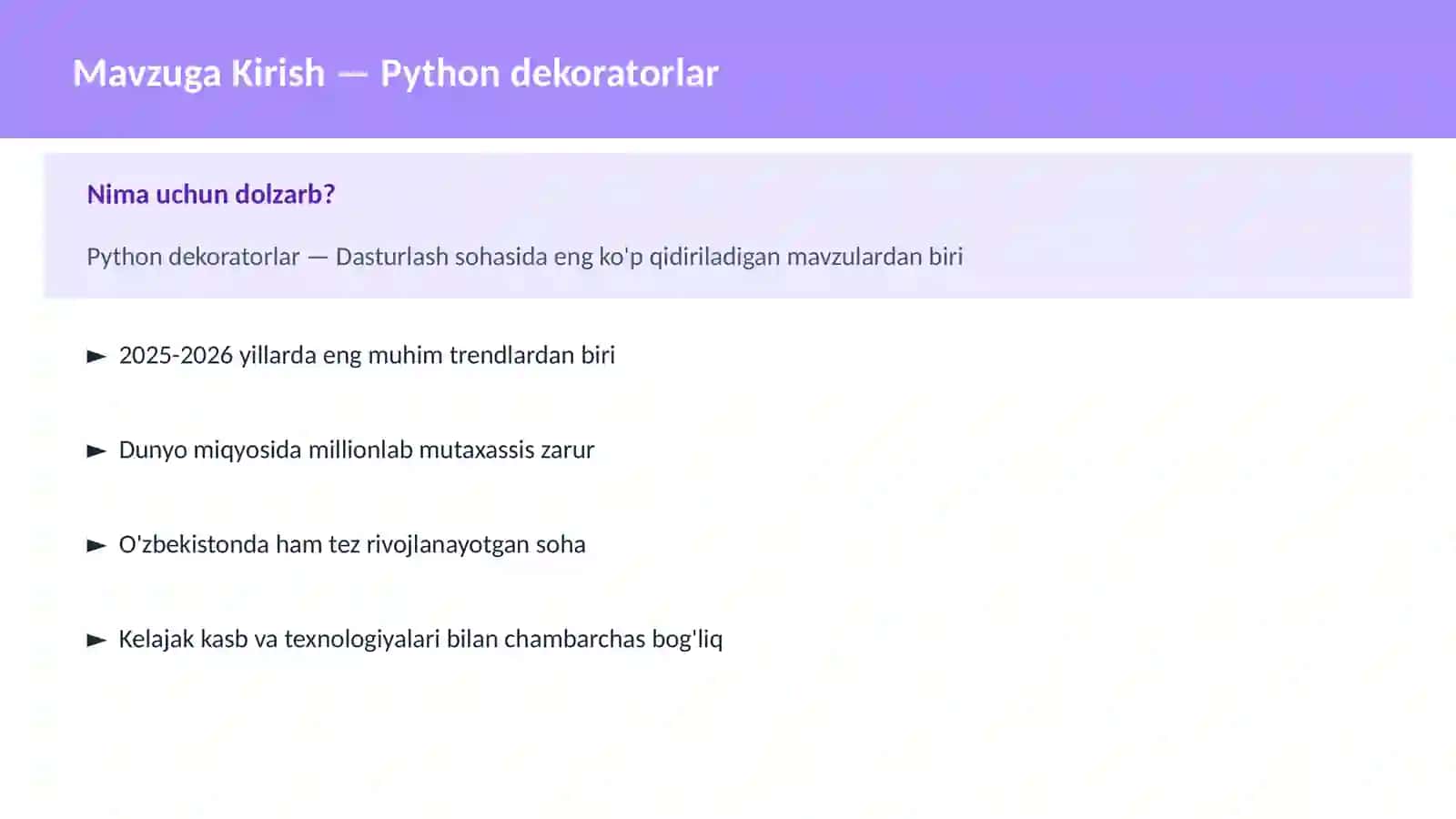 PYTHON DASTURLASH | Python dekoratorlar 2