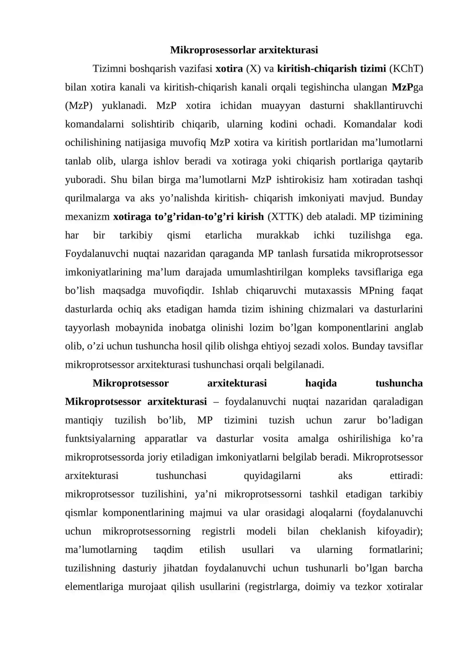 Mikroprosessorlar arxitekturasi 2