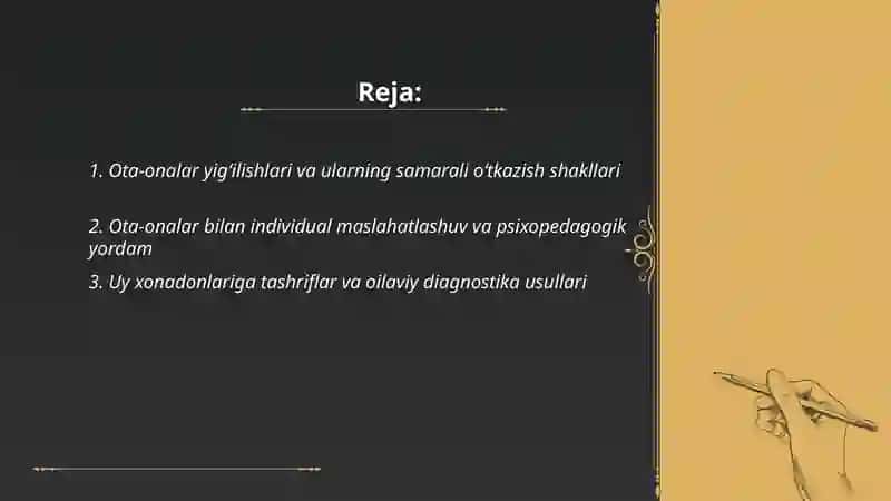 Ota-onalar bilan olib boriladigan ishlarning shakl metodlari 2