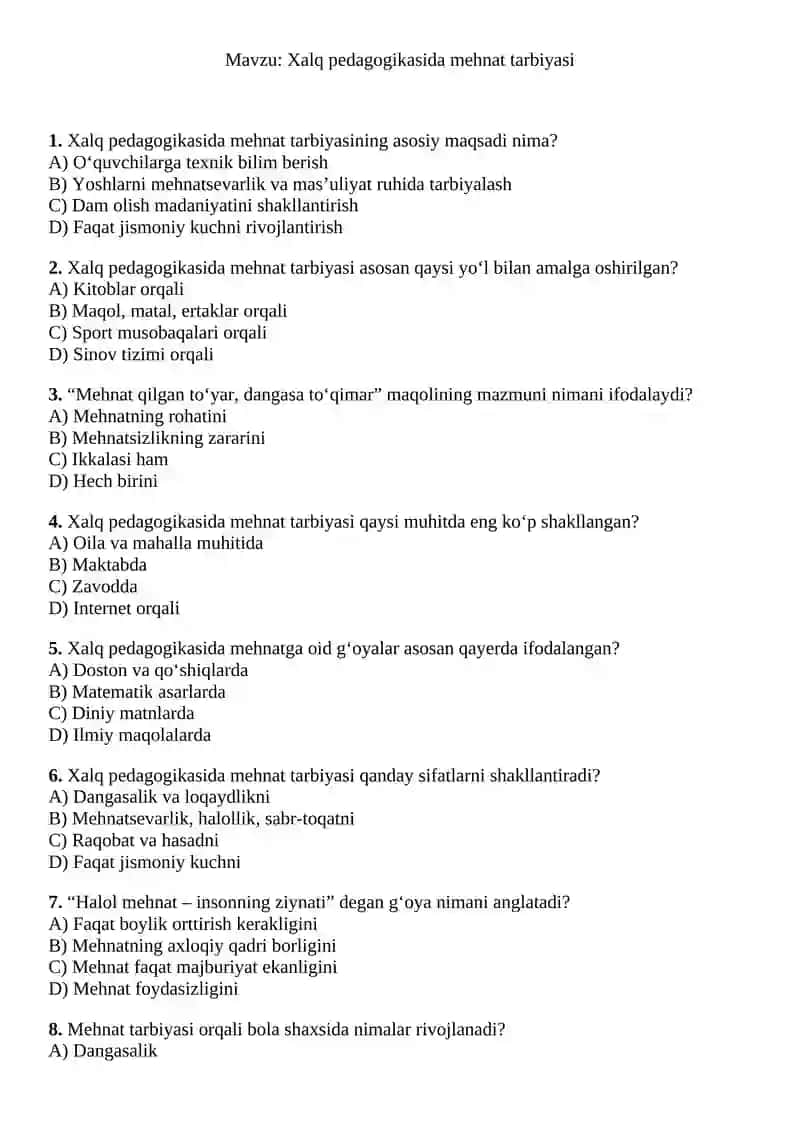 Xalq pedagogikasida mehnat tarbiyasi 2