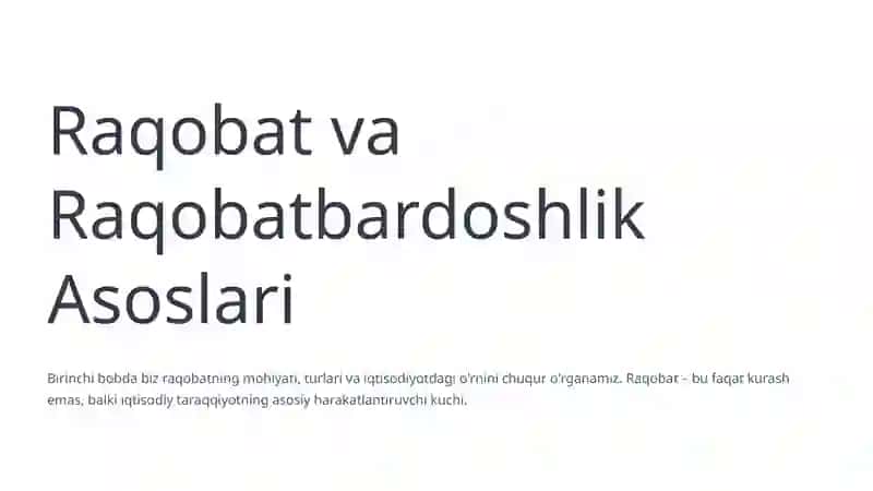 Raqobat va Raqobatbardoshlik Asoslari 2