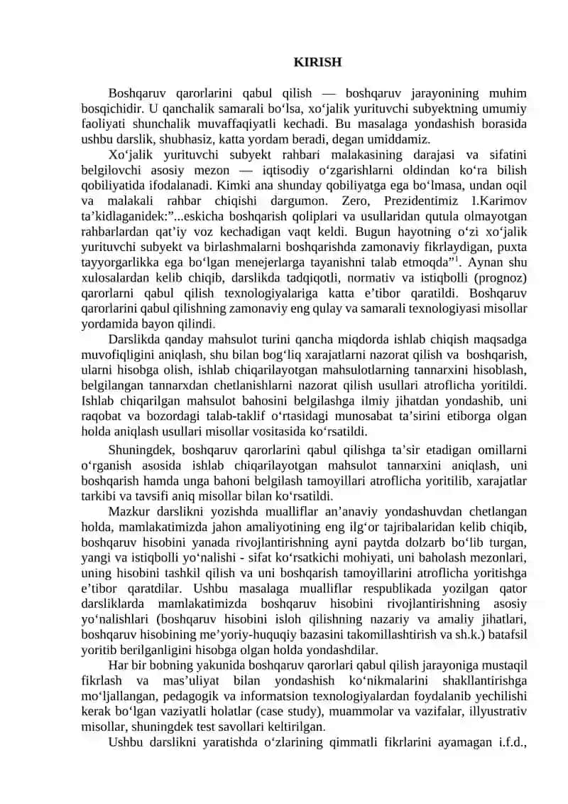 Boshqaruv xisobining dolzarbligi 2