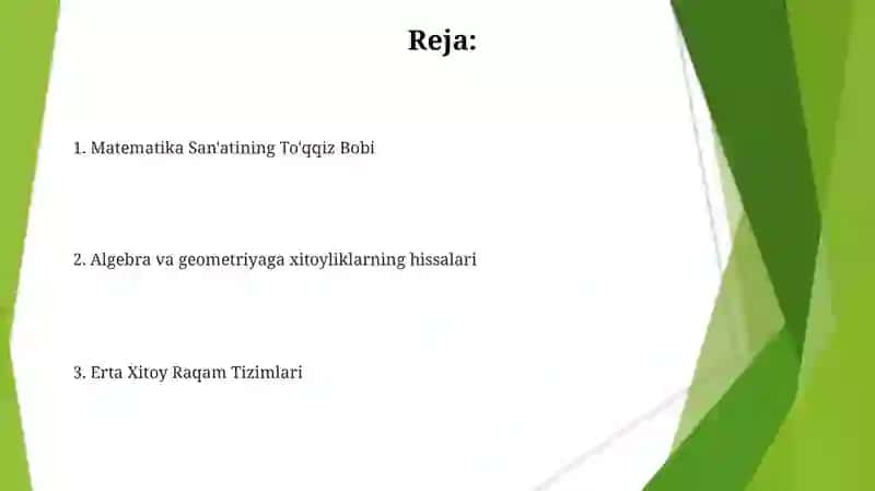 Sharq va xitoy matematikasi 2