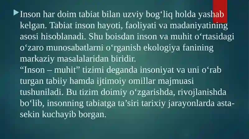 Inson-muhit tizimi 2
