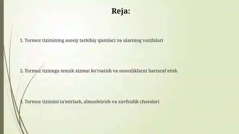 Tormoz tizimini ta'mirlash 2