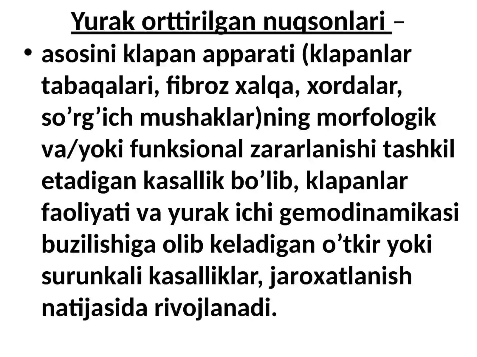 YURAK ORTTIRILGAN NUQSONLARI 2