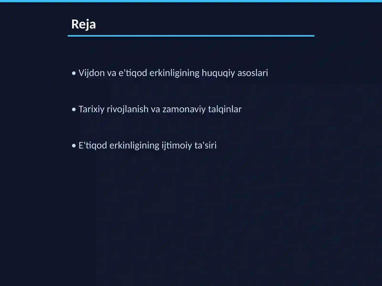 Vijdon va e'tiqod erkinligining tarifi 2