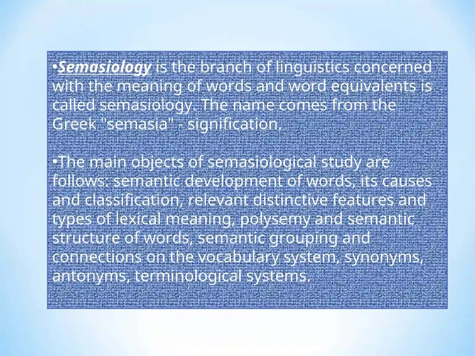 Semasiology 2