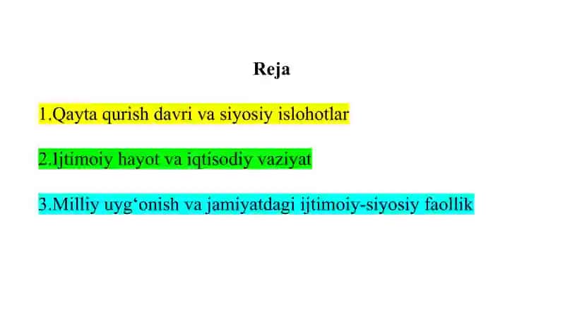 Qayta qurish yillarida O‘zbekistondagi ijtimoiy-siyosiy vaziyat 2