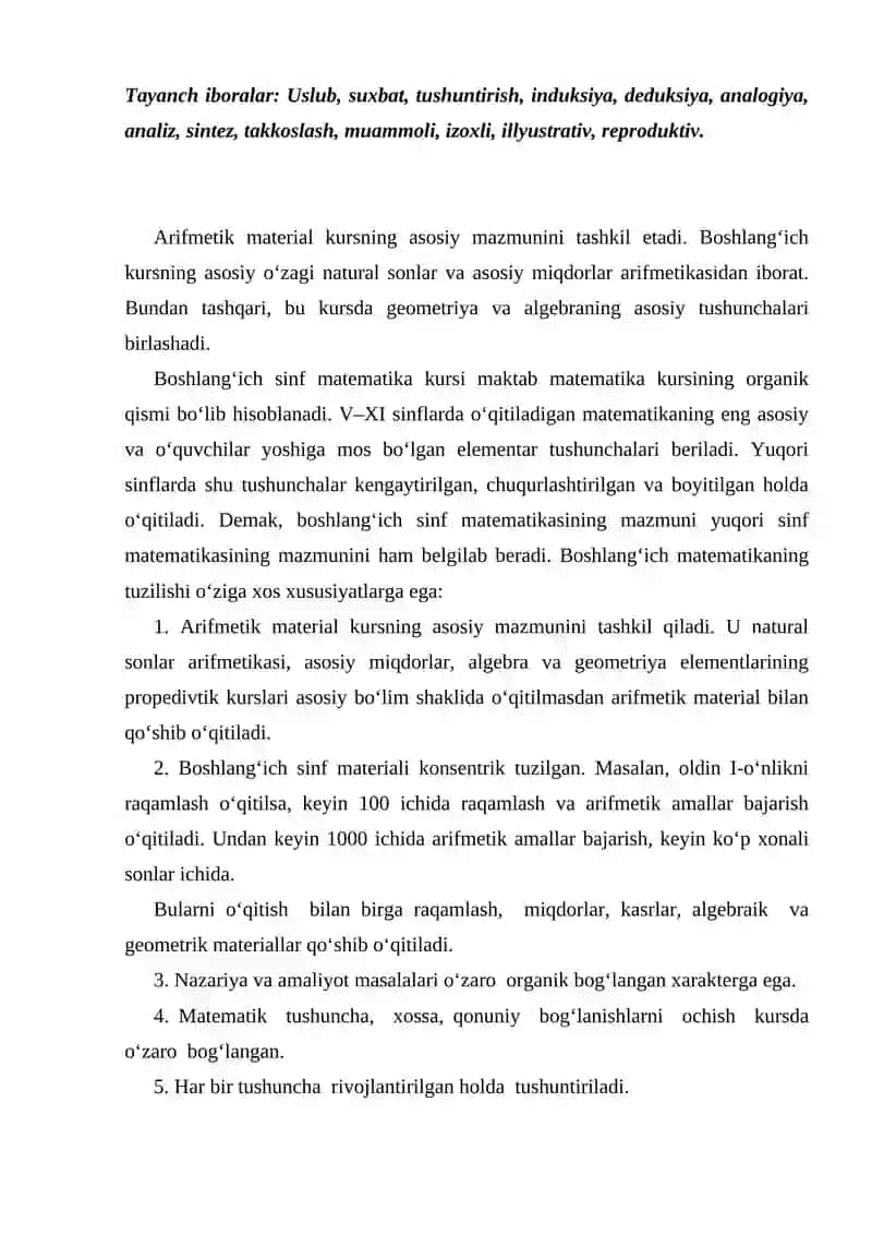 Boshlang‘ich Sinf Matematika Darslari 2