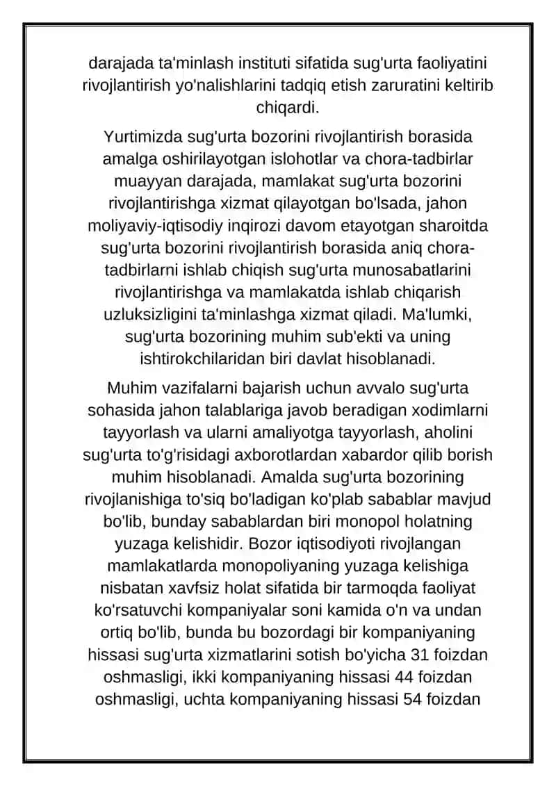Sug'urta bozoriining rivojlanishi 2