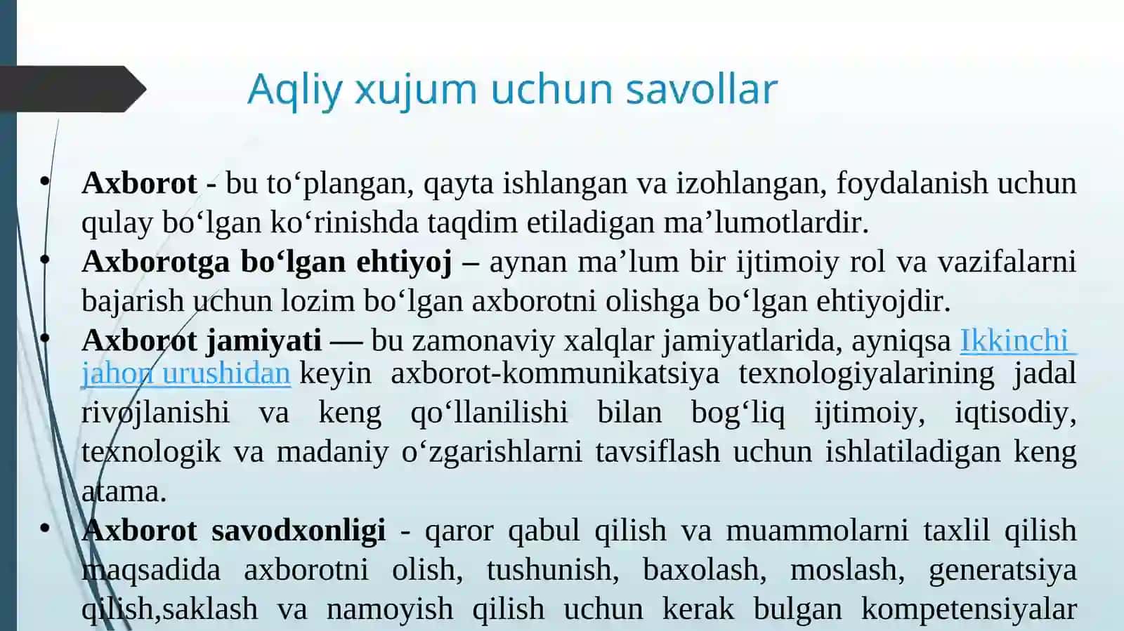 Mediasavodxonlik va axborot madaniyati 2