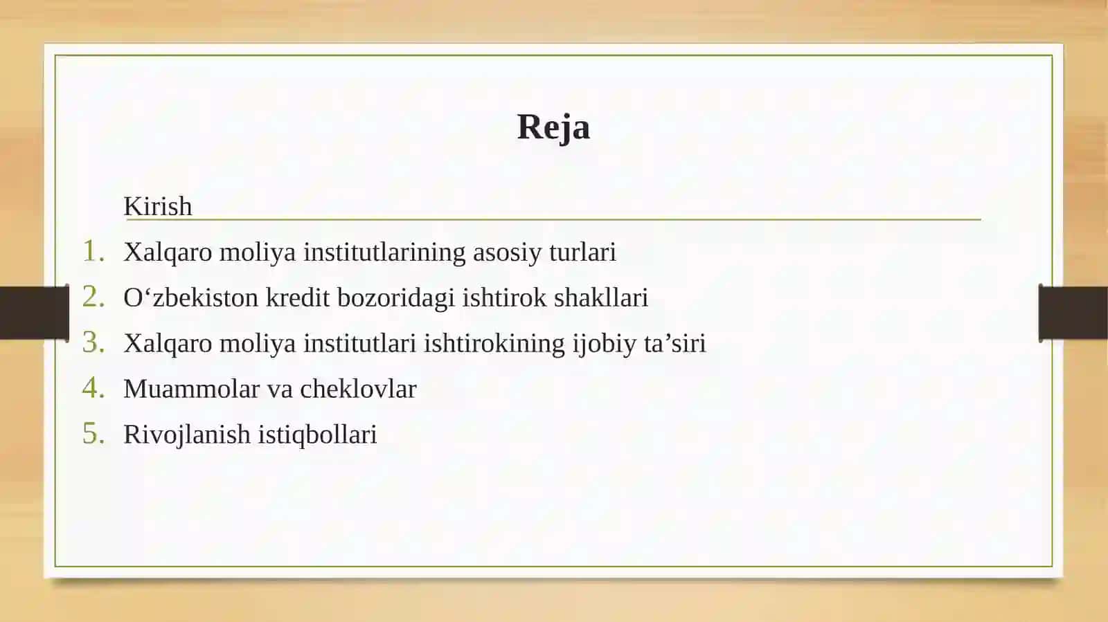 Xalqaro moliya institutlarining ishtiroki 2