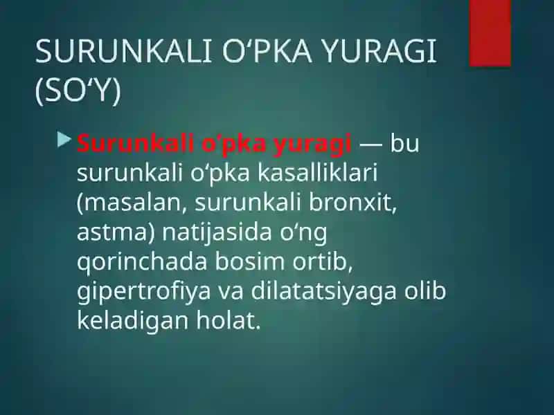 Surunkali O‘pka Yuragi (SO‘Y) 2
