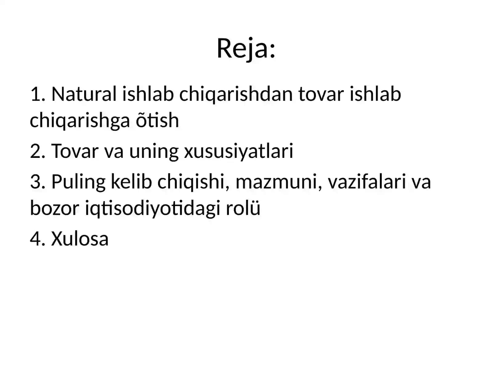 Tovar va uning xususiyatlari 2