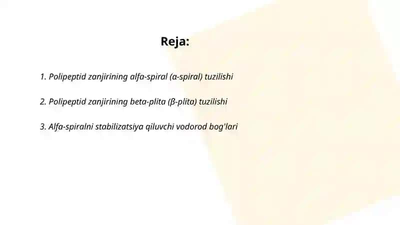 Polipepted zanjirlaring Alfa Va betta tuzilishi 2
