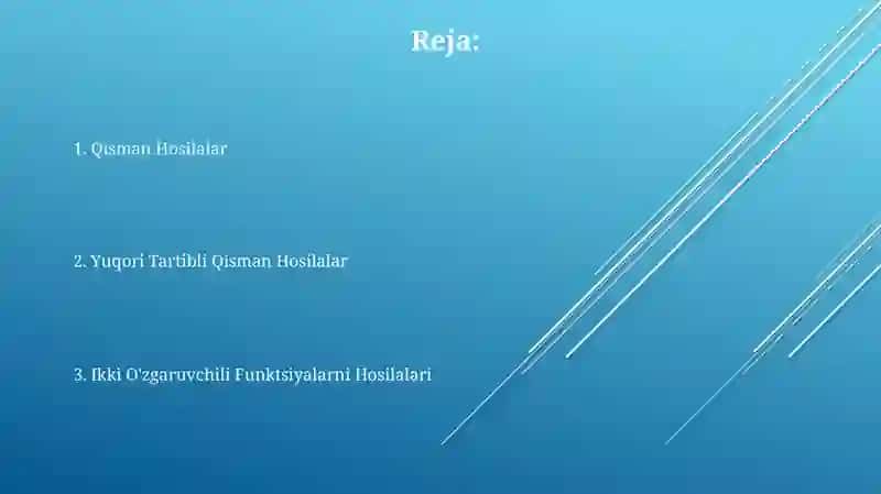 Ikki o'zgaruvchan funksiyalar hosilalari 2