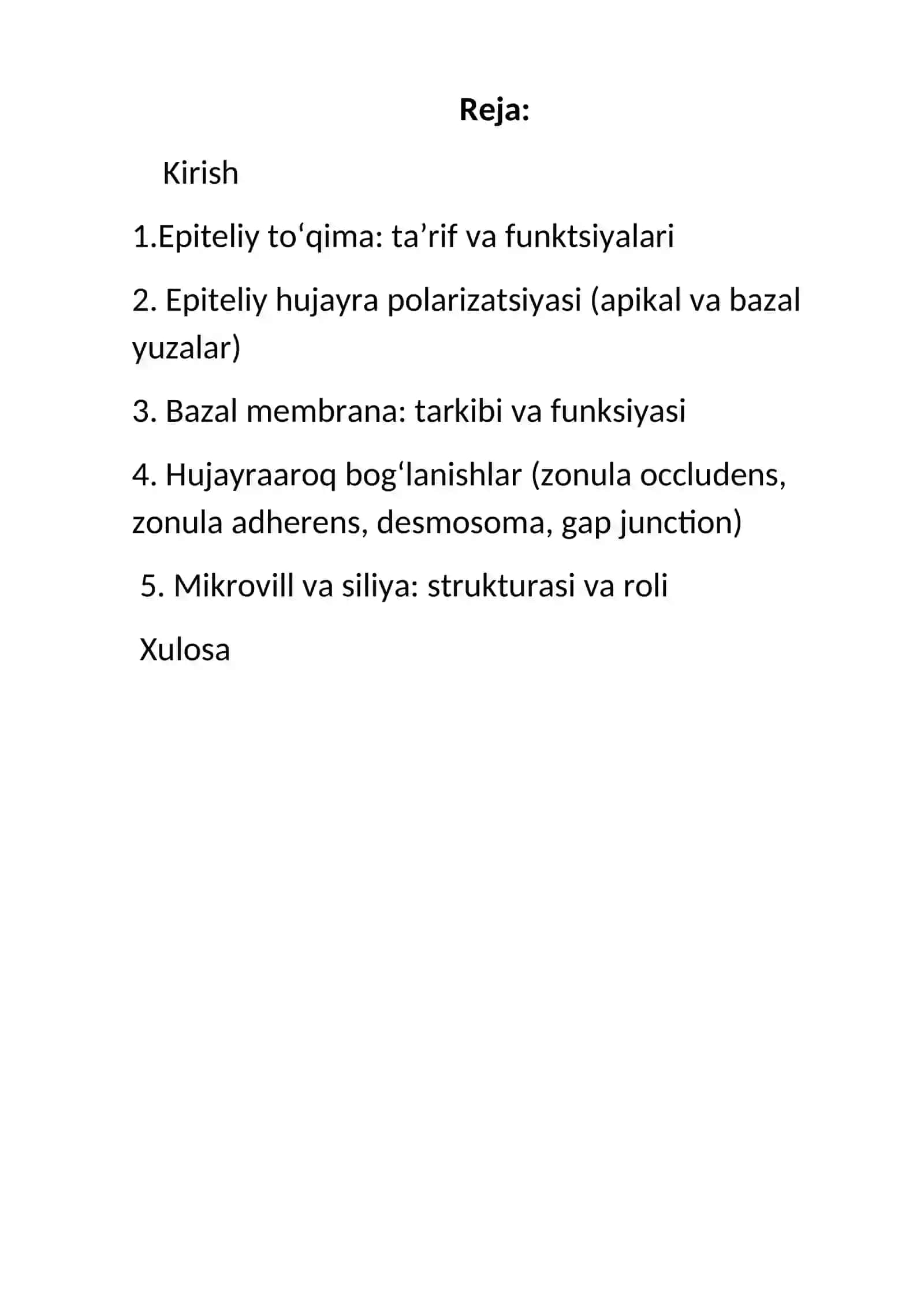 Epiteliy to'qimasi 2