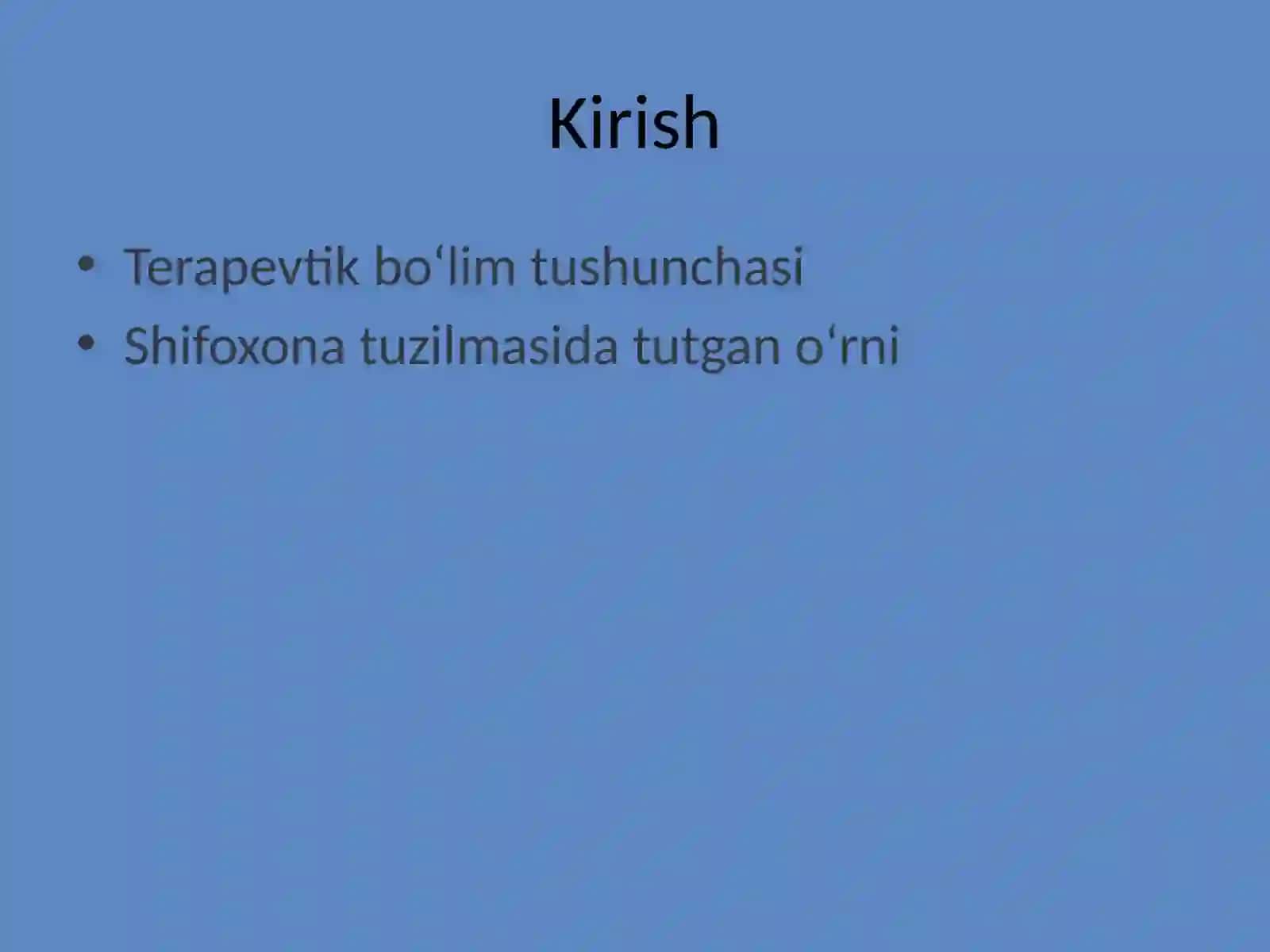 Shifoxonani terapevtik (davolash) bo‘limi 2
