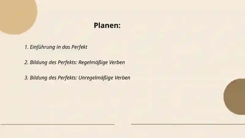 Unterrichtsplanung das Thema Perfekt 2