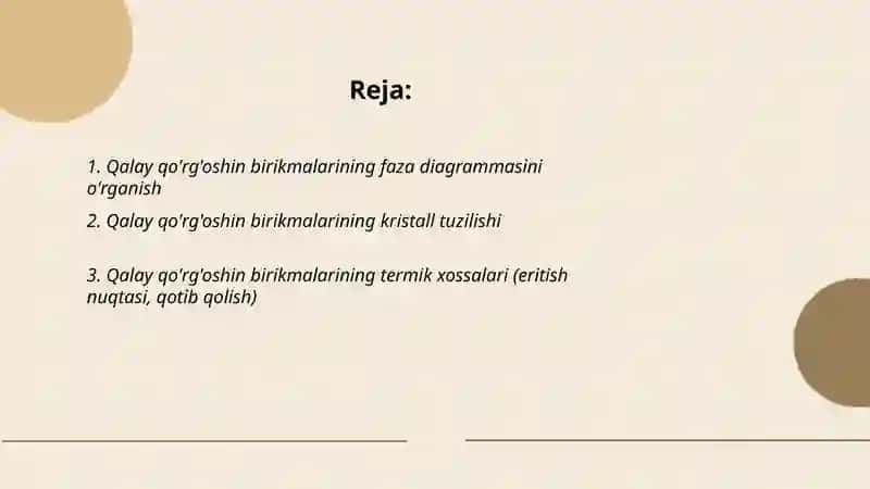 Qalay-Qo'rg'oshin birikmalari 2