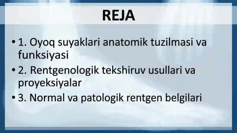 Oyoq suyaklarining rentgeno anatomiyasi 2