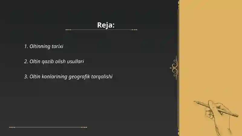 Oltin haqida malumot va oltin texnologiyasi 2