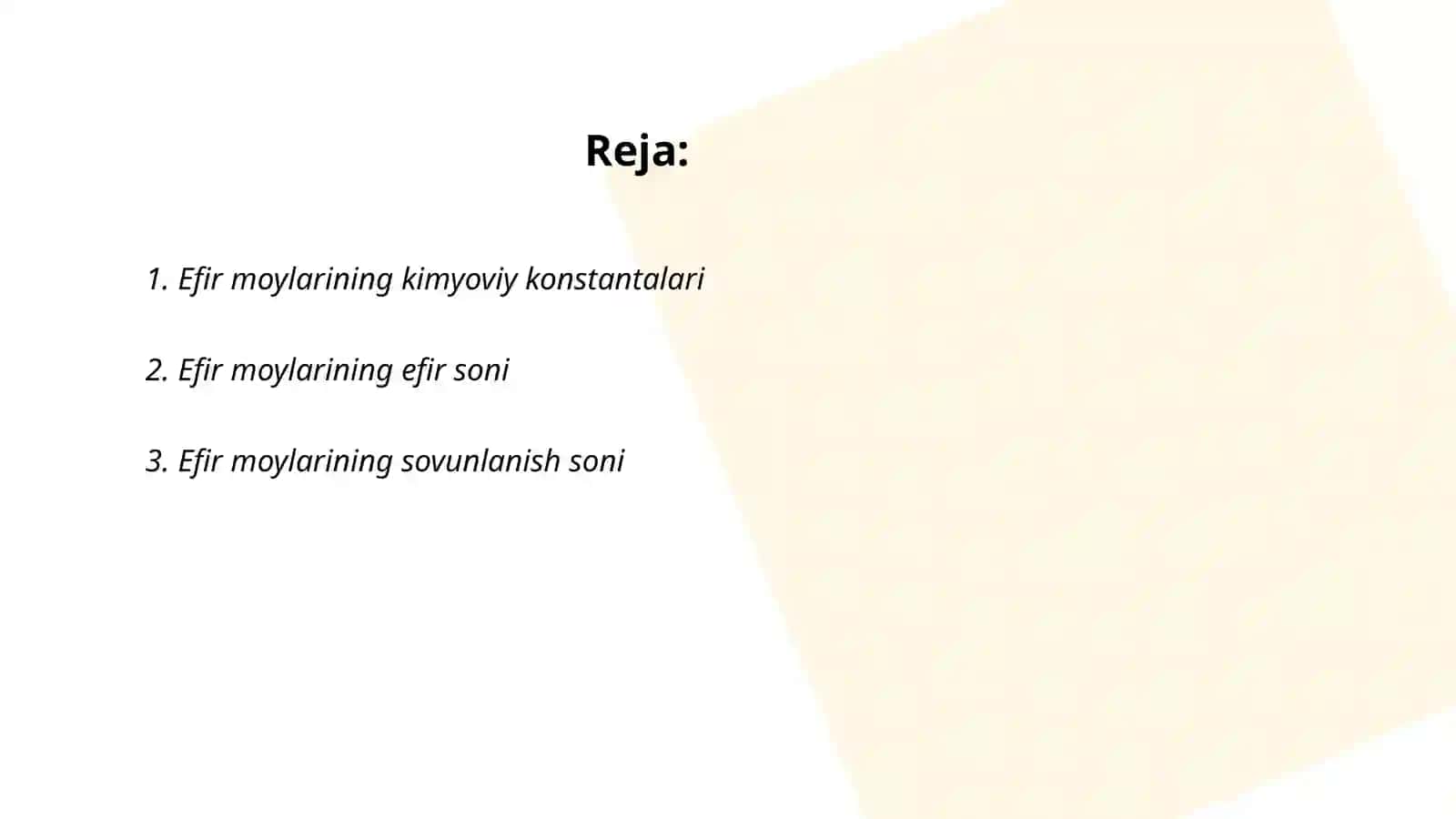 Efir moylarining kimyoviy konstantalari 2