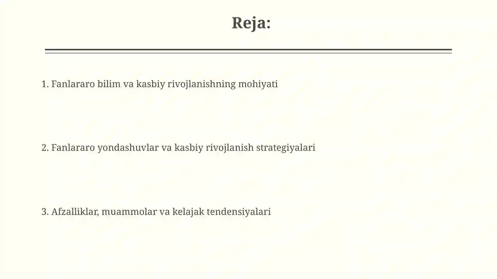 Fanlararo bilimlar va kasbiyrivojlanishdagiorni 2