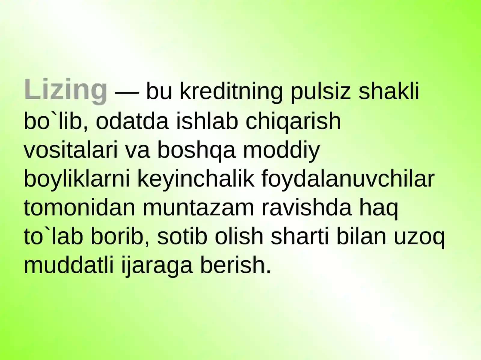 Banklarda lizing va faktoring operatsiyalari hisobi 2