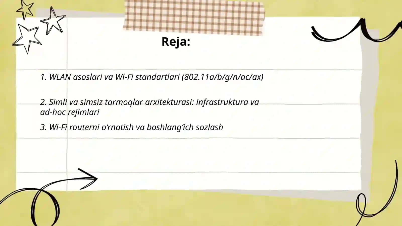 Simsiz va simli aloqa tarmoqlari wlan(wifi) foydalanish ko‘nikmalari” 2