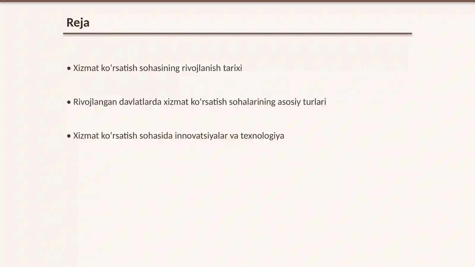 Xizmat ko‘rsatish sohasining rivojlanishi 2