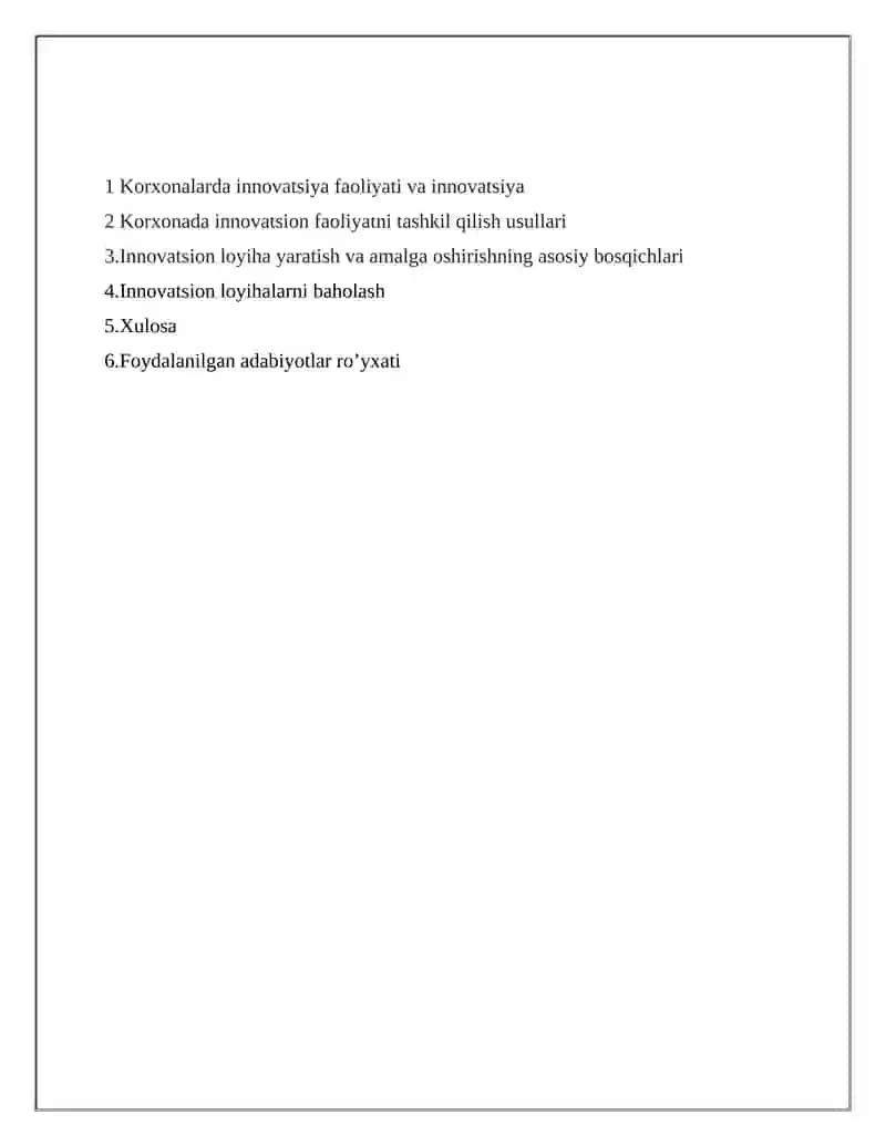 Korxonaning innovatsion faoliyati 2