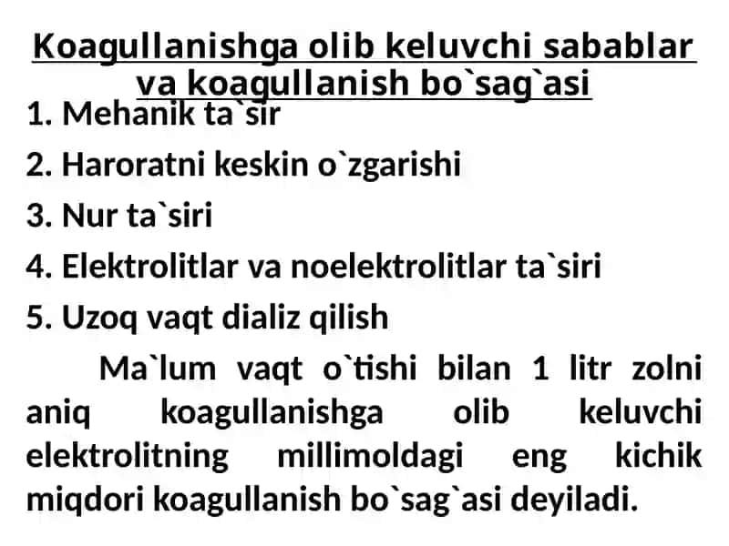 Kolloidsistemalarning faqato`zi gahos bo`lgan hossalari 2