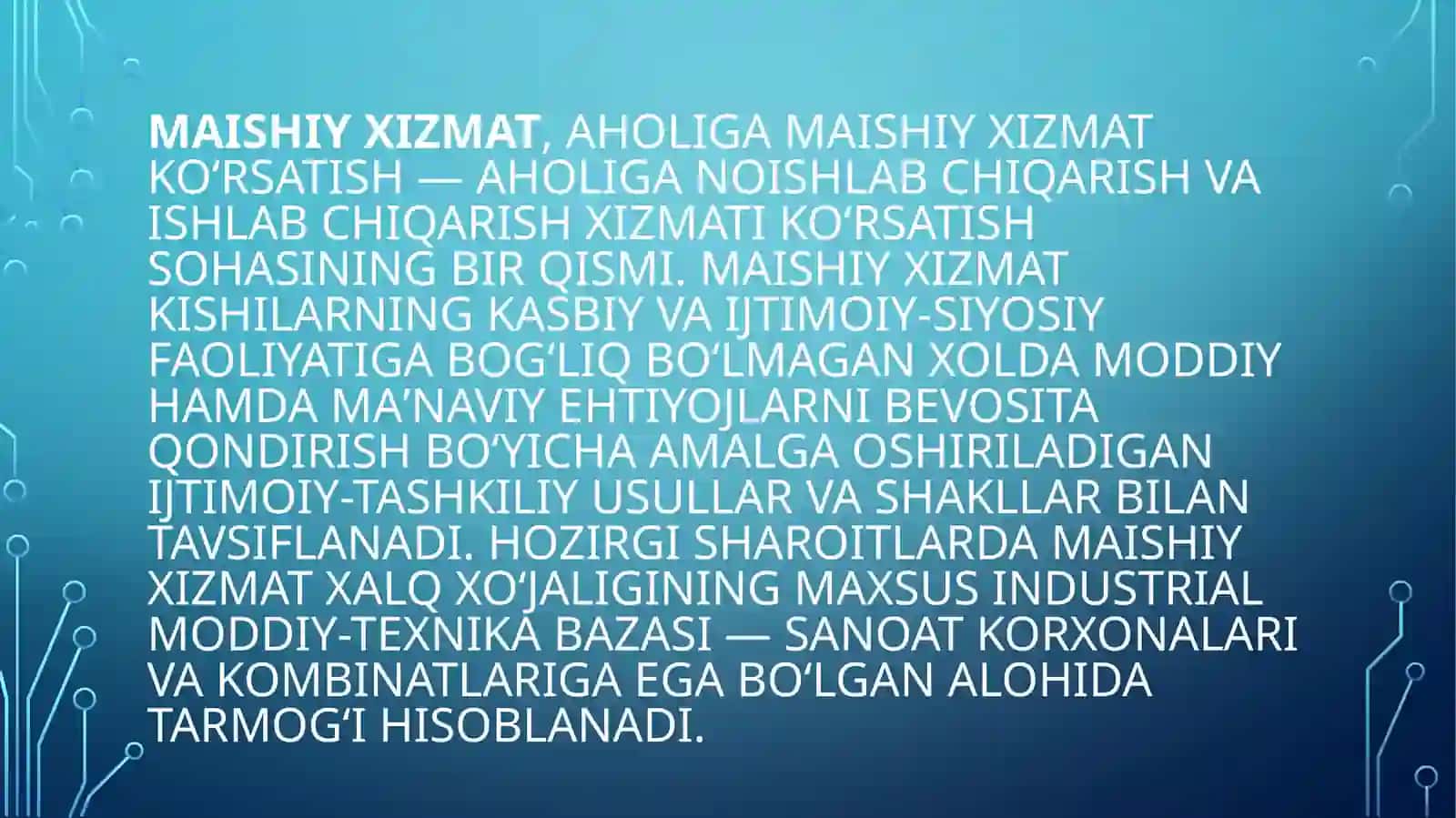 Maishiy Xizmat Ko'rsatish 2