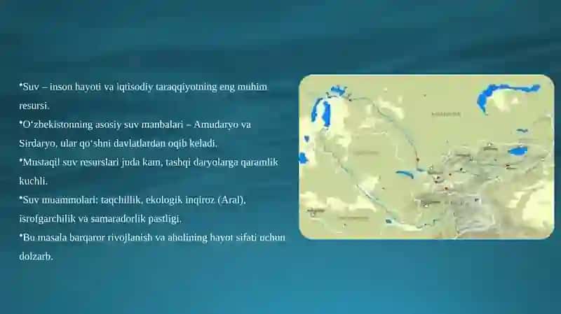 Suv muammosi O‘zbekistonda 2