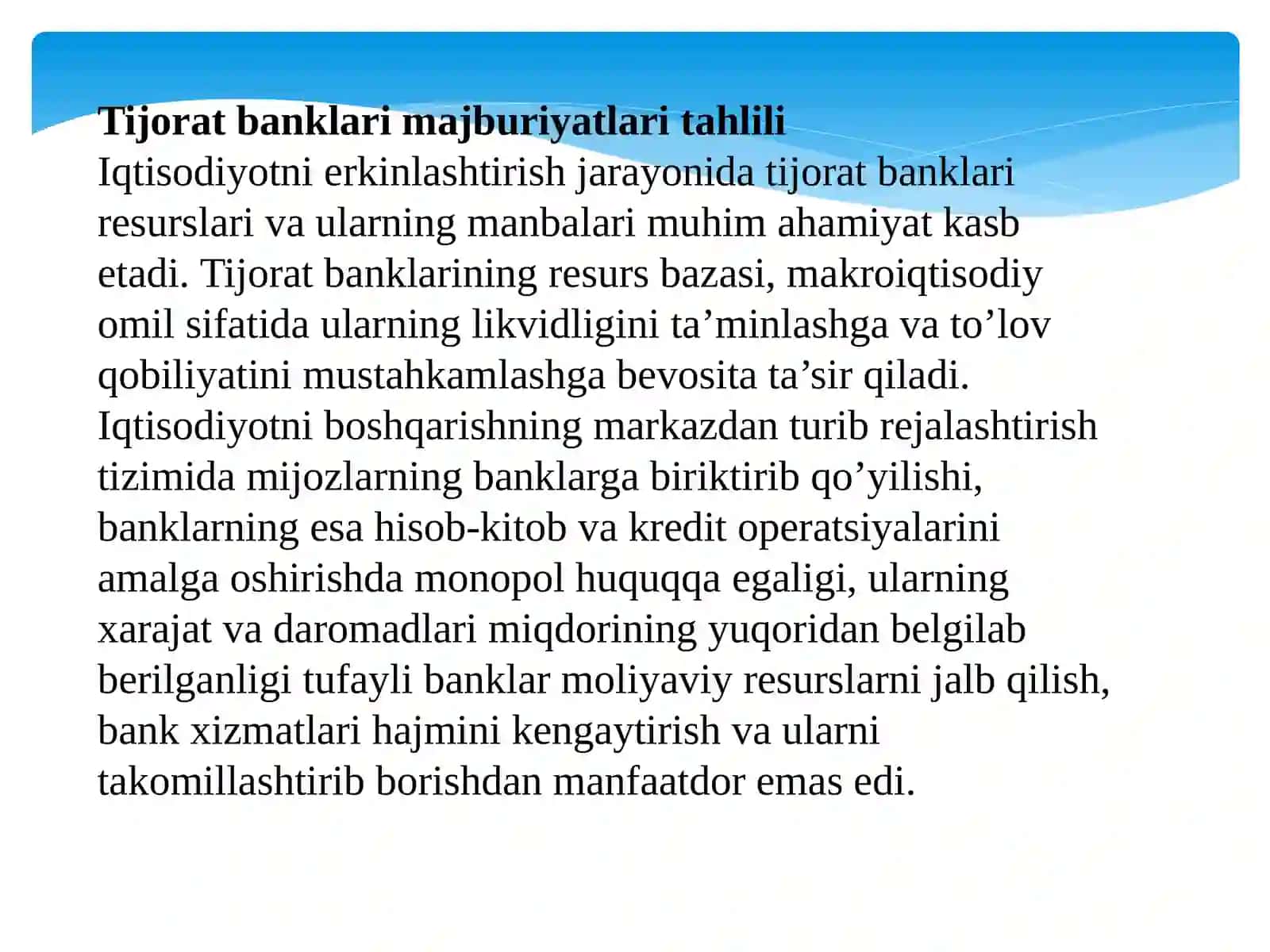 Bank majburiyatlari tahlili 2
