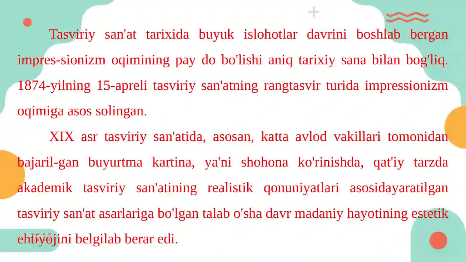 Tasviriy   san'atda   oqim  va  yo'nalishlar 2